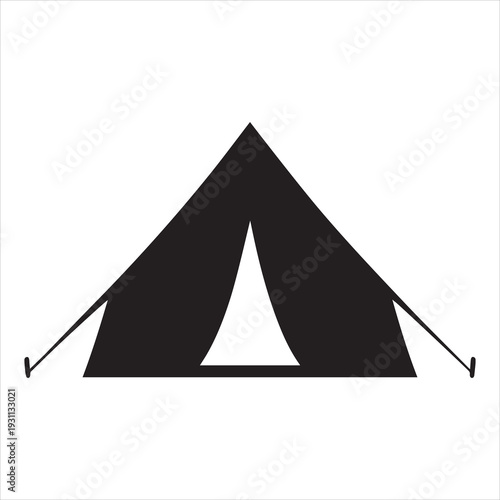 Black tent silhouette icon for camping outdoors