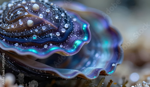 a multi-layered bio-membrane structure, resembling the delicate inner layers of a sea mollusk, cascading fluid forms in deep indigo