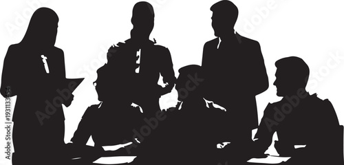 Collection of thinking businessman silhouettes isolated on background, thoughtful professional men decision making problem solving corporate illustration set bundle concept