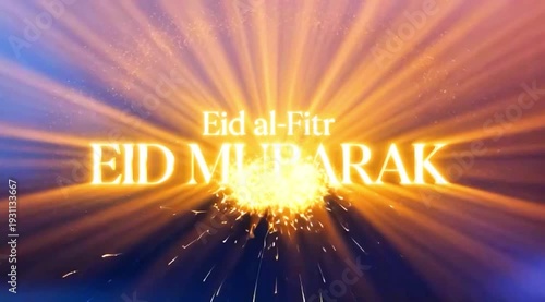 Wallpaper Mural Eid al-Fitr celebration with glowing Eid Mubarak text on a vibrant background in a video Torontodigital.ca