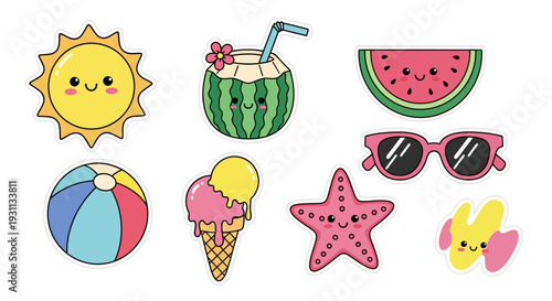 Colorful Summer Icons and Fun Accessories.