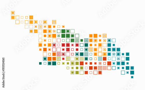 Georgia, shape of the country build of colored cells. Digital style map of the Georgia on white background. Large size square blocks. Beautiful vector illustration.