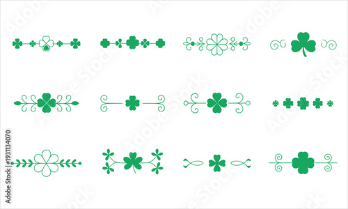 A collection of decorative green shamrock dividers and borders for festive occasions