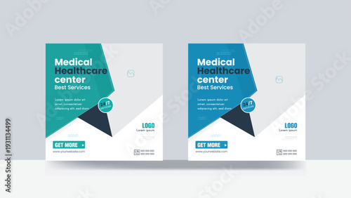 medical social media banner design digital poster square template