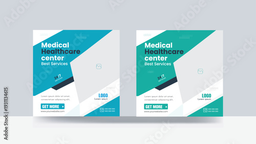 medical social media banner design digital poster square template