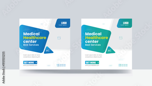 Medical healthcare social media post design digital poster square template