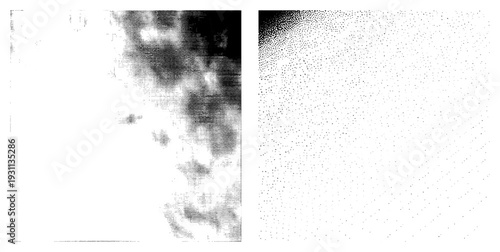 Black and white halftone texture with varying dot density, abstract graphic design, print effect, vector, digital art, screen printing simulation, typographic background.