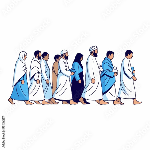 Group of Men Walking Together in Robes.