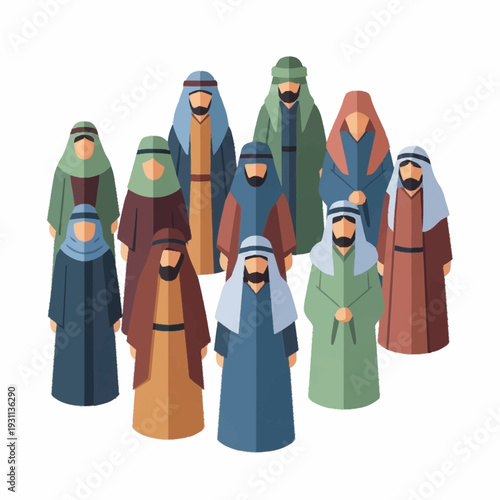 Group of Nativity Figurines in Robes.