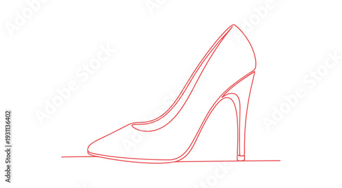 trendy women's one-line style footwear. contemporary, isolated feature on a clean white background. ideal for postcards, banners, and print materials. vector, classy art illustration