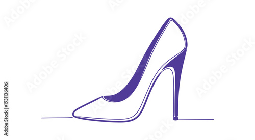 women's one-line style footwear. contemporary, isolated feature on a clean white background. ideal for postcards, banners, and print materials. vector, classy art illustration