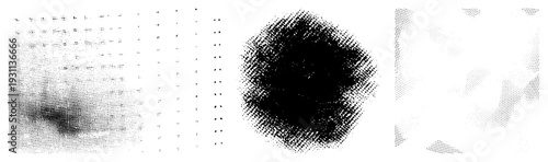 Vector graphic composed of halftone dot clusters forming organic shapes, isolated on transparent background, ideal for graphic design or print applications.