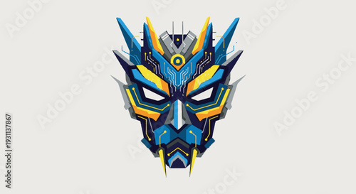 Futuristic Cyberpunk Robot Mask Design Concept.