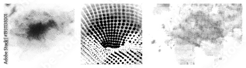 Black halftone creating abstract forms, dot matrix art, vector graphic, isolated design, stylized texture, geometric abstraction, art.