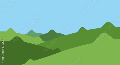 Green Hills and Mountains Landscape.
