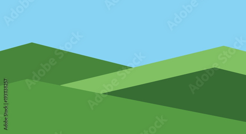 Green Hills Landscape Illustration Simple Design.