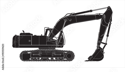 Excavator Blueprint – Construction Machinery CAD Technical Drawing