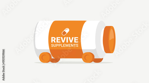 Revive Supplements Bottle with Orange Pills.