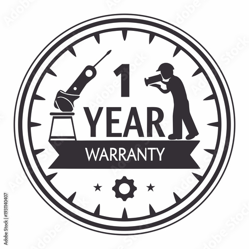 1 year warranty stamp with the text