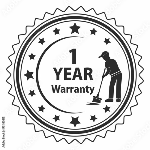 1 year warranty stamp with the text