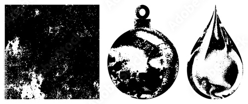 Stylized halftone textures, festive ornament, teardrop shape, vector graphic, design, artistic, digital illustration.