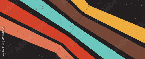 70s retro perspective lines background. Vintage colourful stripes banner, backdrop and wallpaper vector illustration