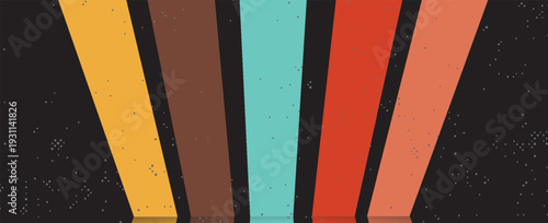 70s retro perspective lines background. Vintage colourful stripes banner, backdrop and wallpaper vector illustration