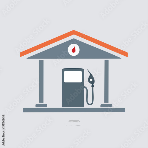 ガソリンスタンドの建物アイコン