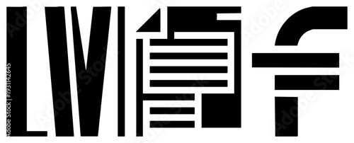 Stylized monogram logo featuring abstract letterforms, geometric shapes, minimalist vector design, brand identity mark, corporate emblem.