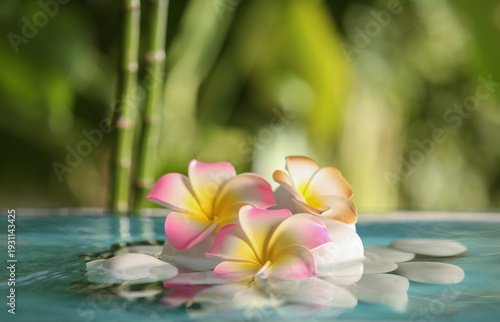 Lake with spa stones and be...