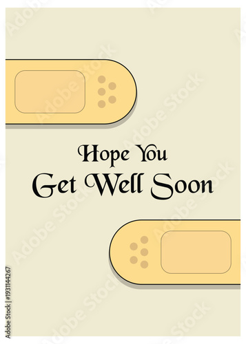 Get Well Soon Greeting Card with Medical Bandage Illustration