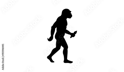 Human evolution silhouette walking sequence vector illustration, progress and growth concept. 