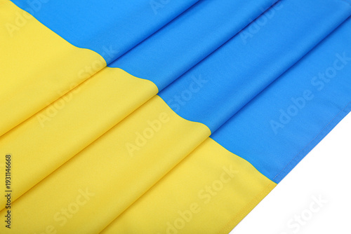Folded Ukrainian flag on wh...