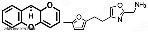 Molecular diagram showing fused and indole derivatives, nitrogen containing heterocycles, pharmacological scaffold, medicinal chemistry structure, drug design template.