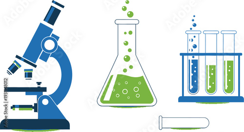 Microscope Laboratory Equipment and Test Tubes.