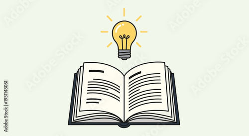 Open Book with Lightbulb Above.