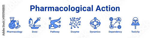 Pharmacological Action Icon Banner blue color