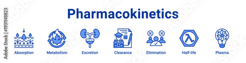 Pharmacokinetics Icon Banner blue color