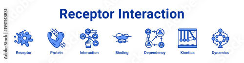 Receptor Interaction Icon Banner blue color