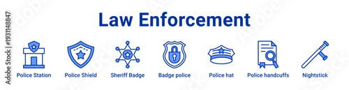 Law Enforcement Icon Banner blue color