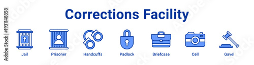 Corrections Facility Icon Banner blue color
