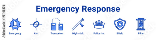 Emergency Response Icon Banner blue color