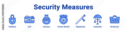 Security Measures Icon Banner blue color
