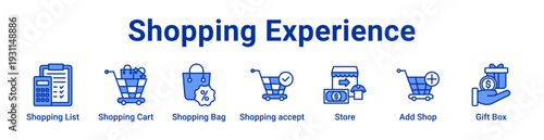 Shopping Experience Icon Banner blue color