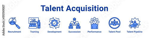 Talent Acquisition Icon Banner blue color