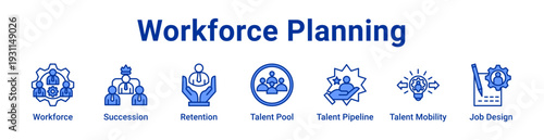 Workforce Planning Icon Banner blue color