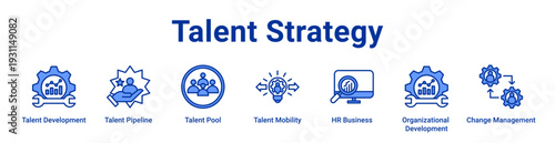 Talent Strategy Icon Banner blue color