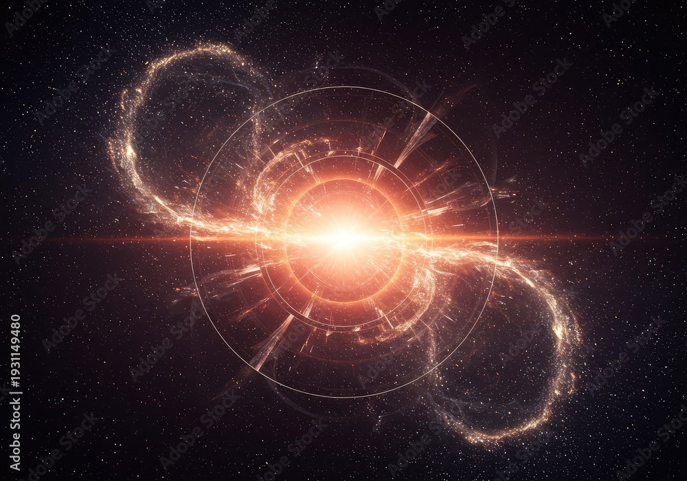 Obraz premium Mesmerizing digital canvas featuring endless layers of complex geometric structures and swirling cosmic light, suggesting infinite depth and possibility, universe, fractal, abstract