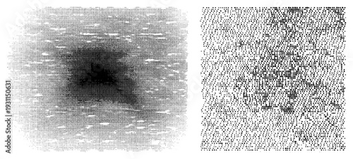 Vector halftone texture composed of varying dot density gradients, graphic, stippled visual effect, digital art, print design element.