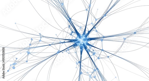 Abstract network design with central node and lines